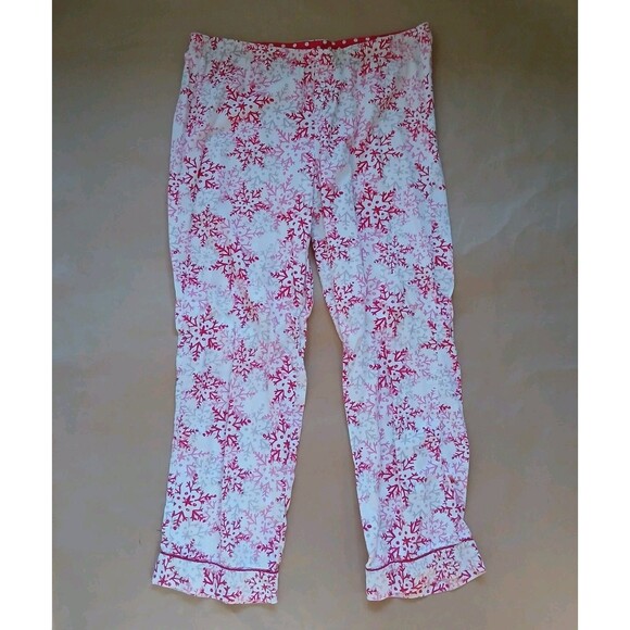 Victoria’s Secret 2 Piece 100% Cotton Pajama Set Size M Snowflakes Winter - Picture 9 of 13